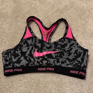 Nike Pro Camo Sports Bra - Pink and Gray